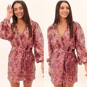 Buddy Love Pink Sequin Dress with attached belt